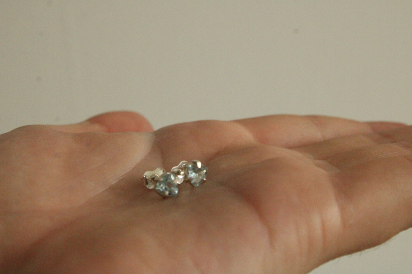 Aquamarine triangle stud earring