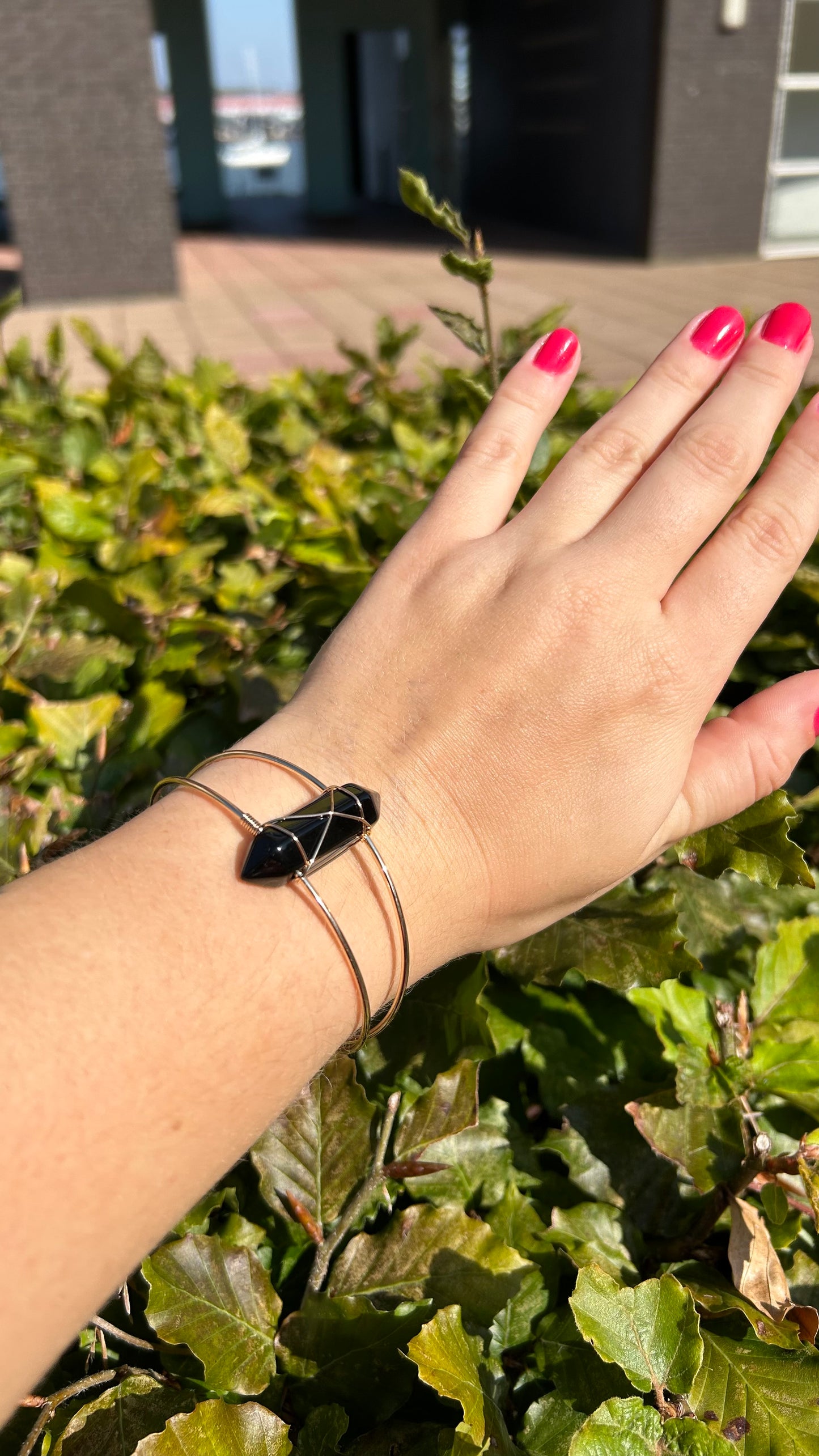 Obsidian bracelet golden