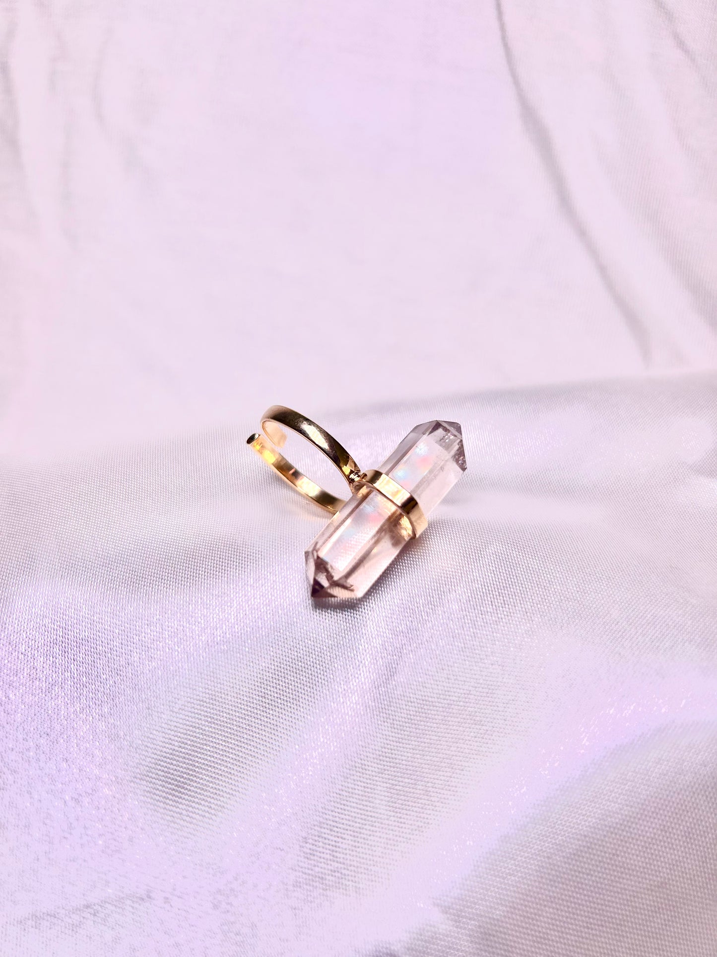 Clear quartz golden ring