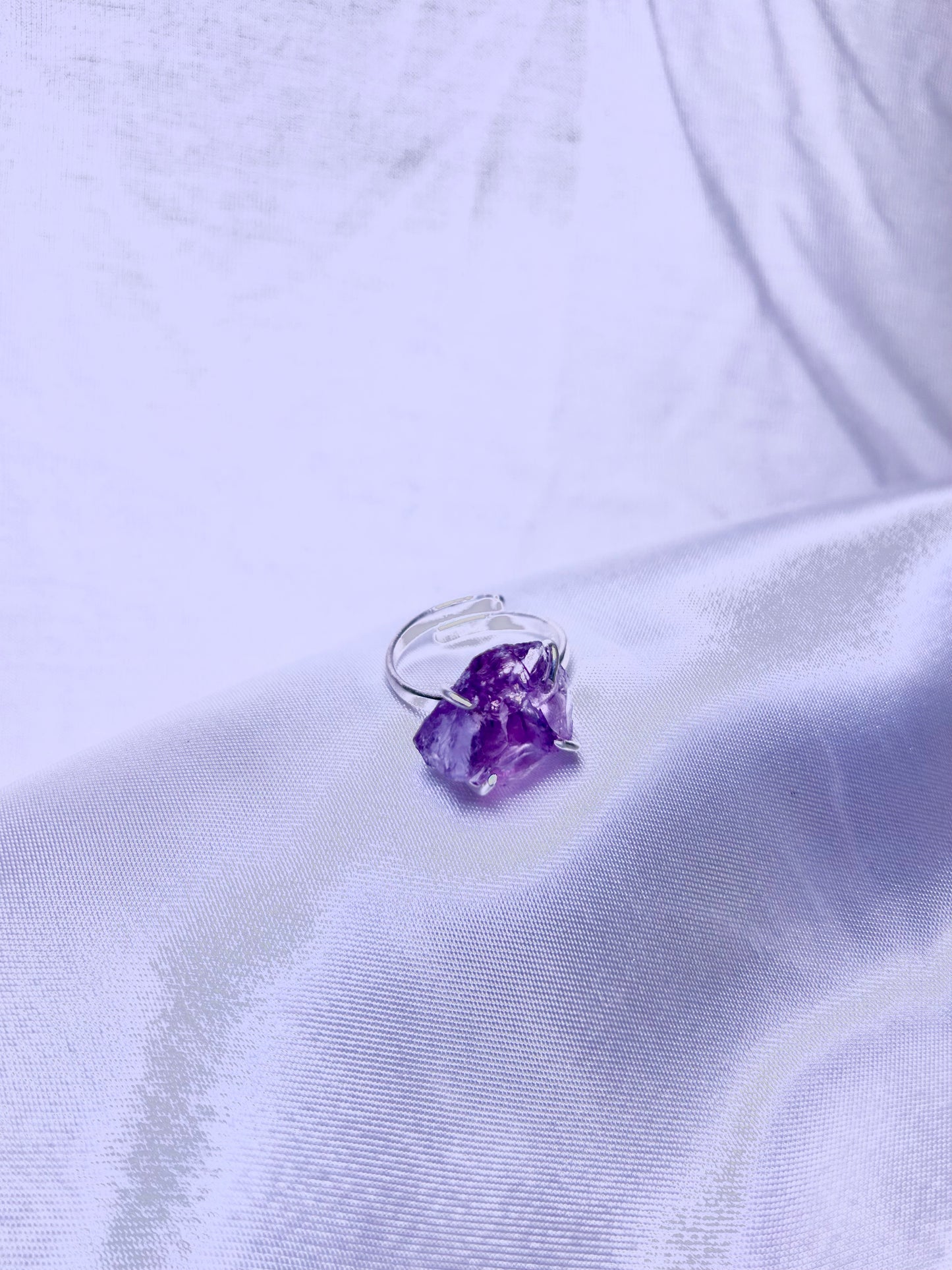 Raw amethyst ring silver