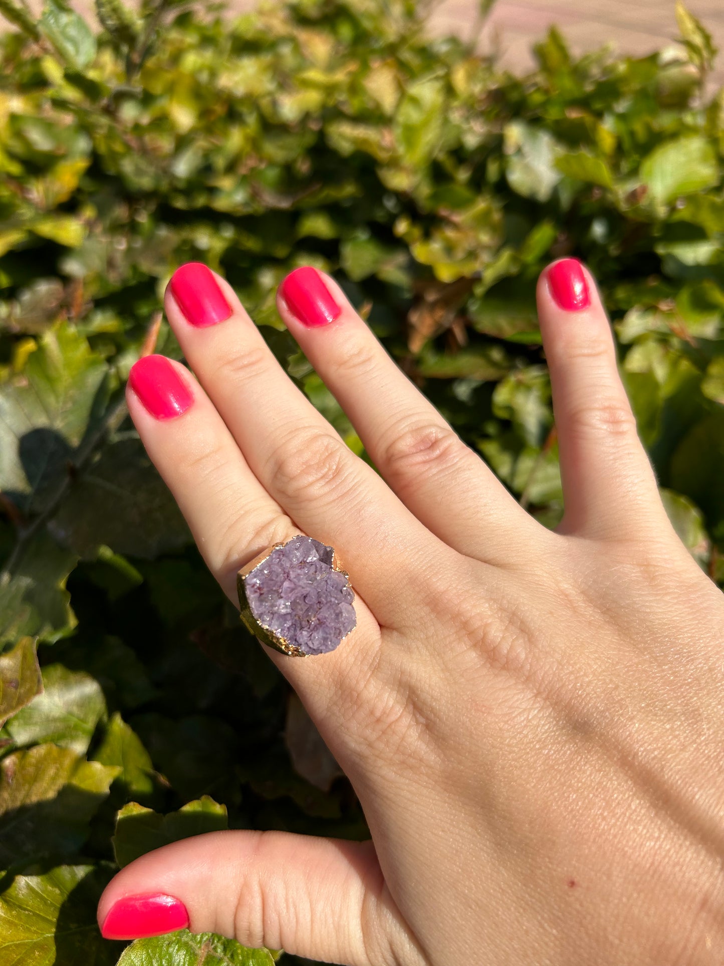 Druse Amethyst ring