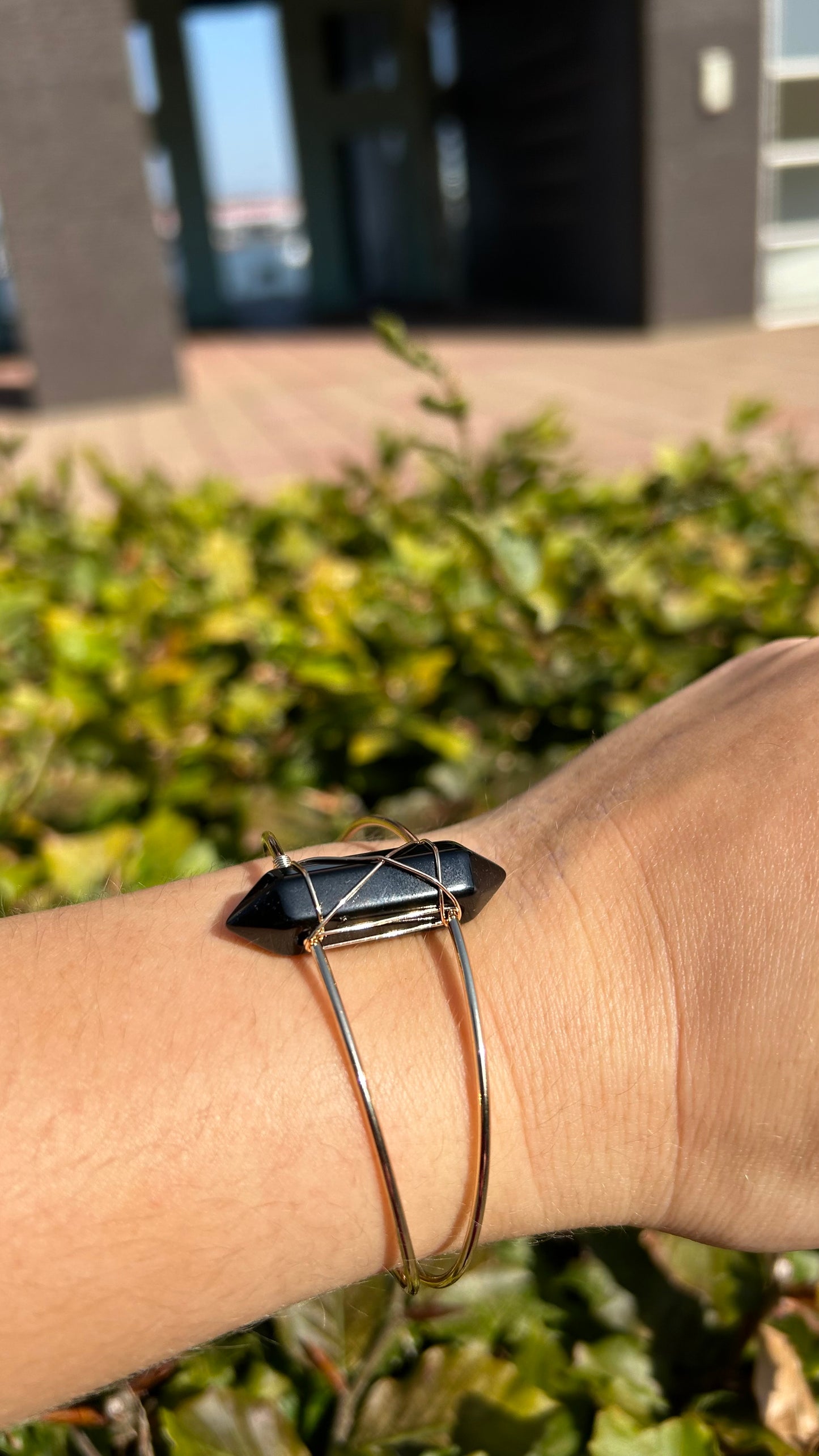 Obsidian bracelet golden