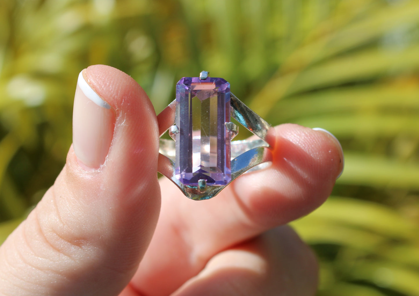 Amethyst Silver Oval or Rectangle ring
