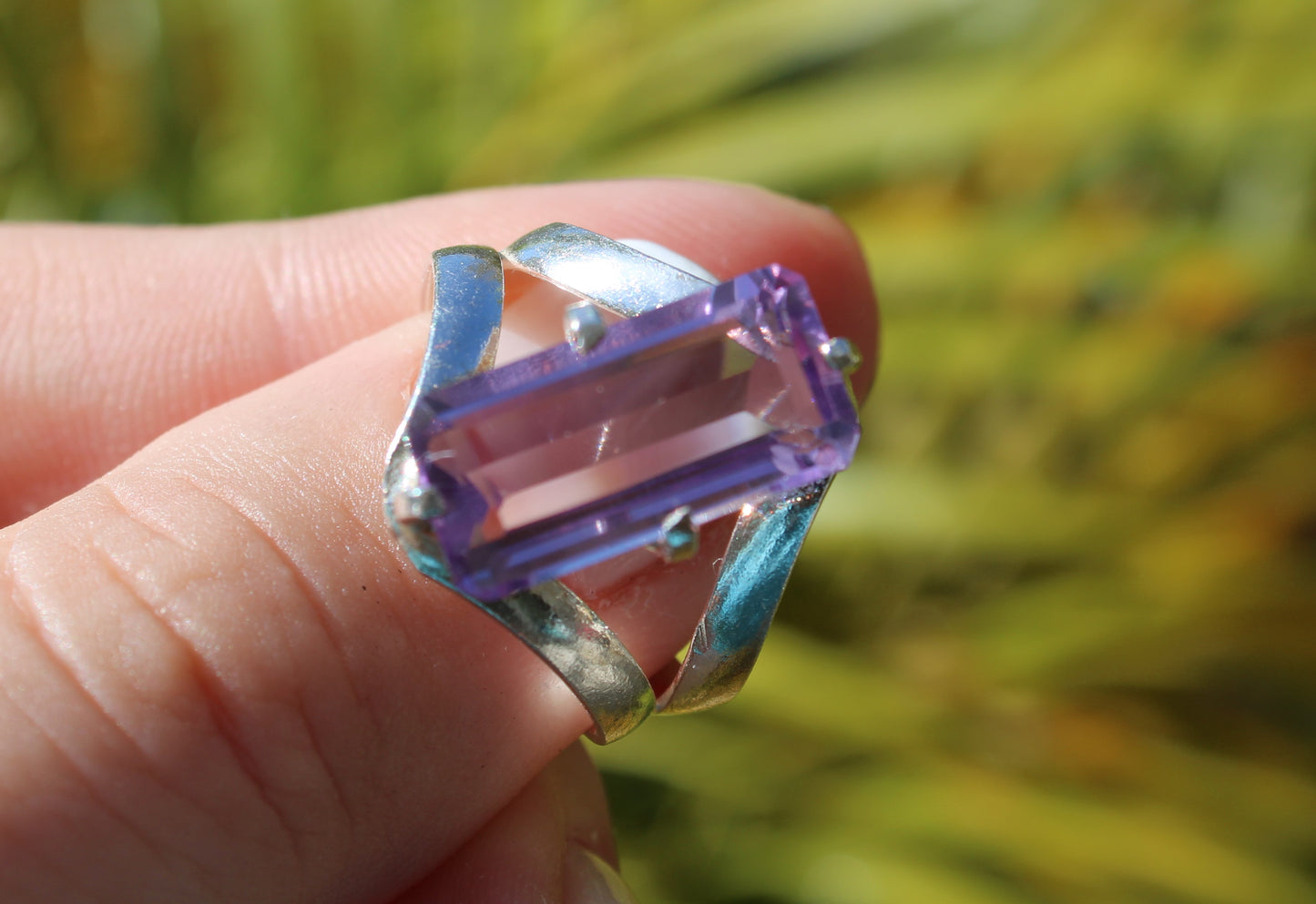 Amethyst Silver Oval or Rectangle ring