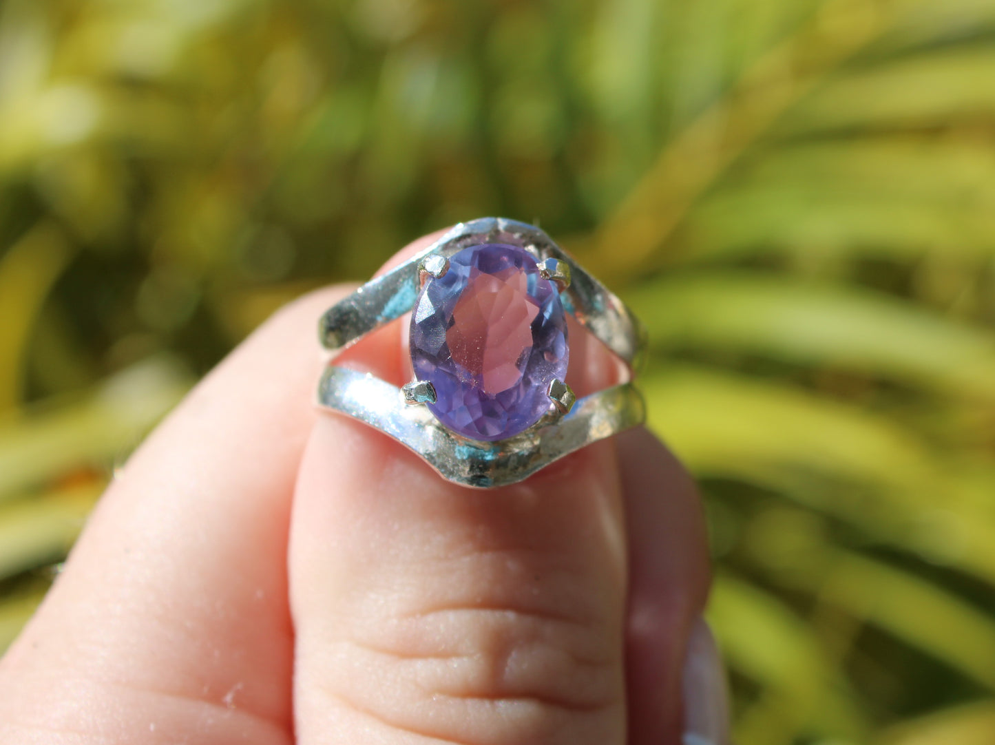 Amethyst Silver Oval or Rectangle ring