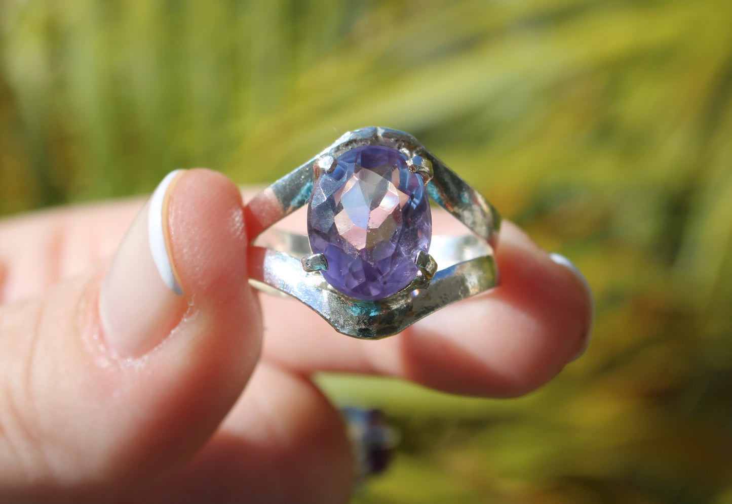 Amethyst Silver Oval or Rectangle ring