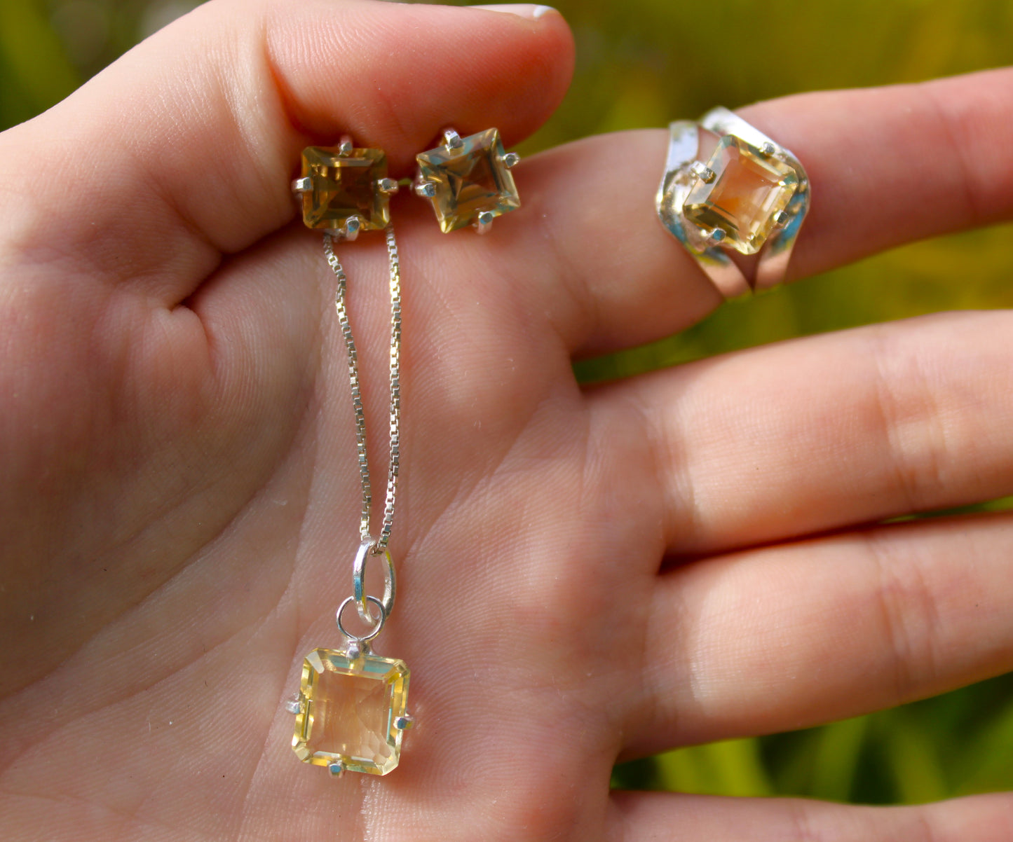 Citrine Square Radiant-cut Pendant