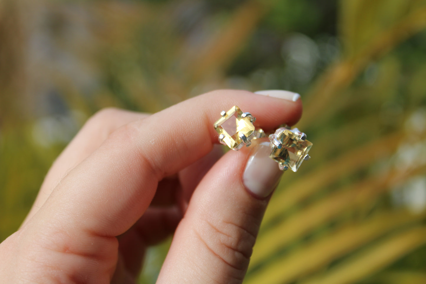 Citrine squared earrings