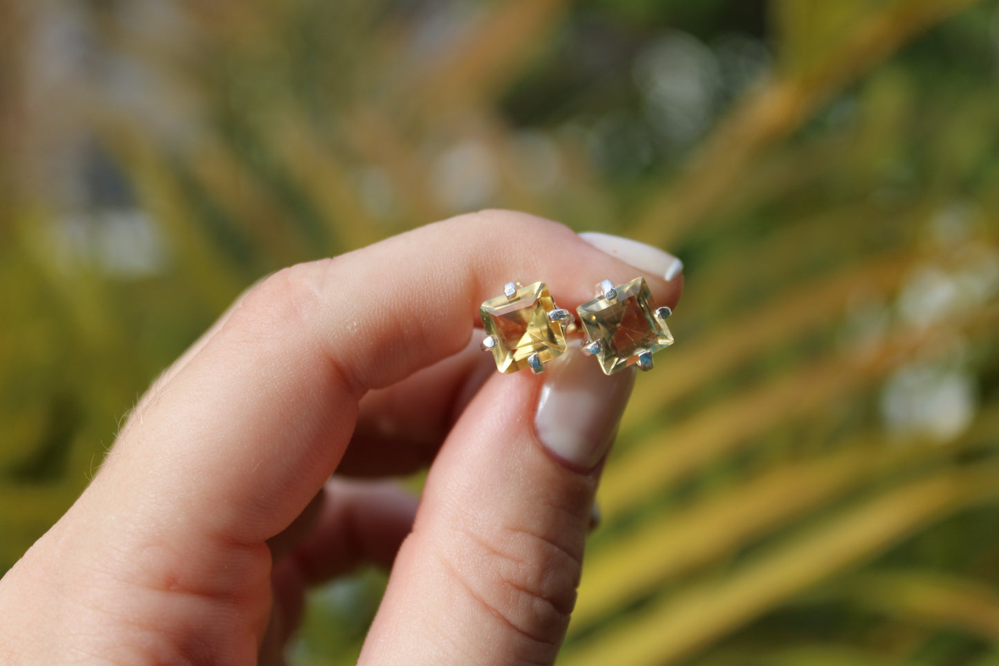 Citrine squared earrings