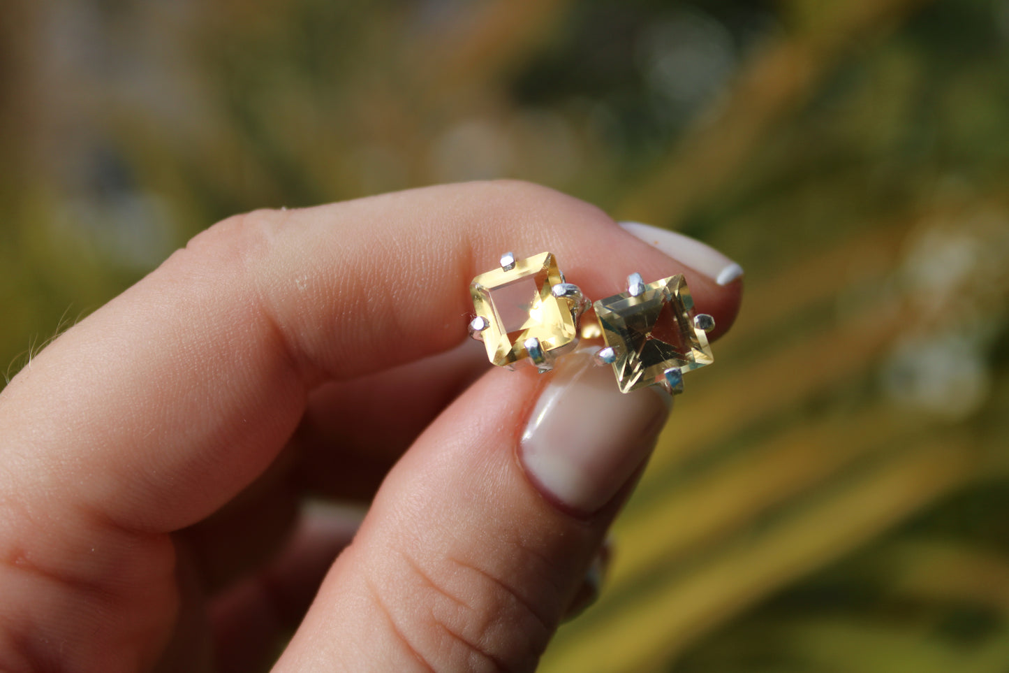 Citrine squared earrings