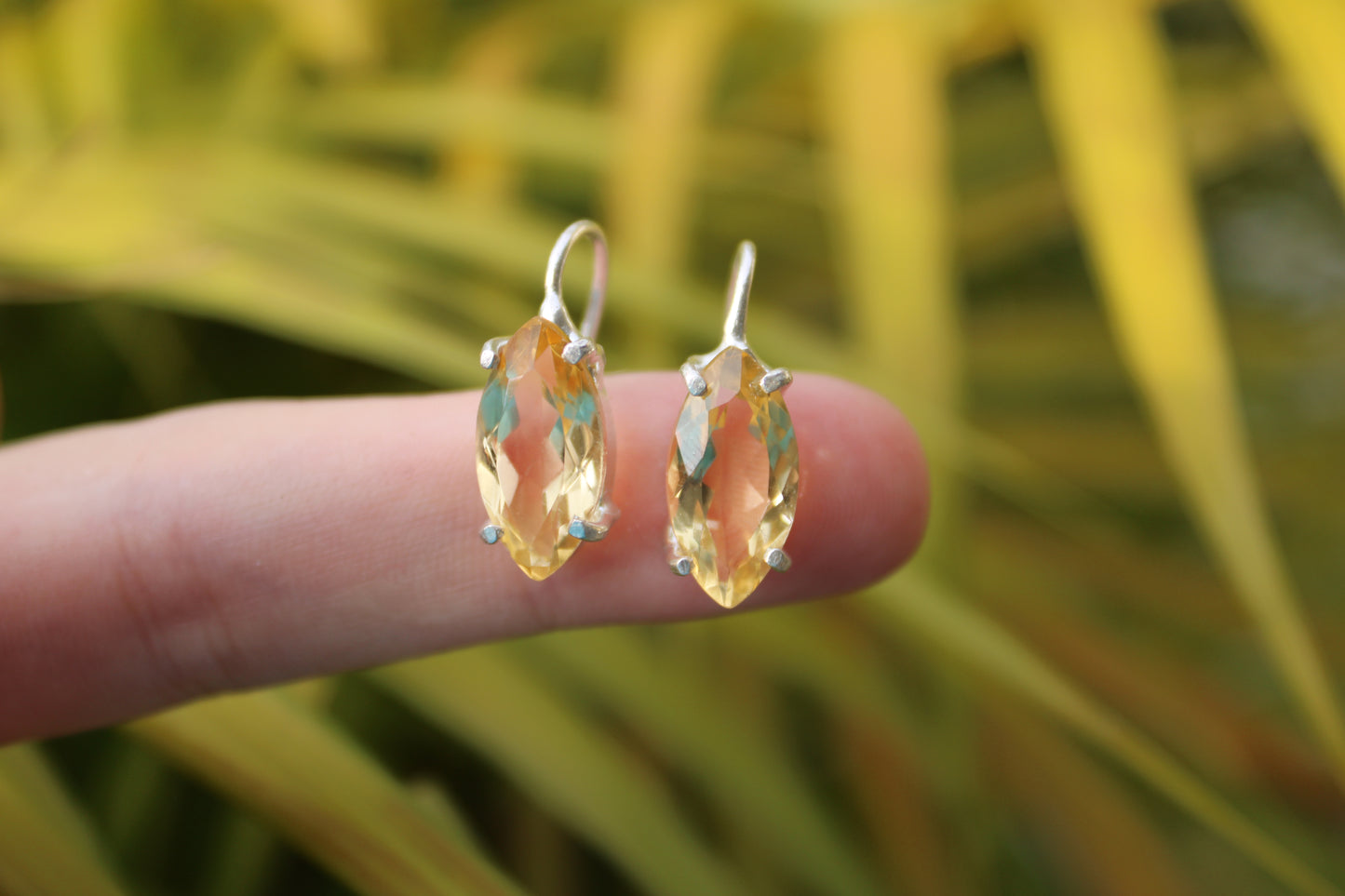 Citrine Marquise Cut hook earring
