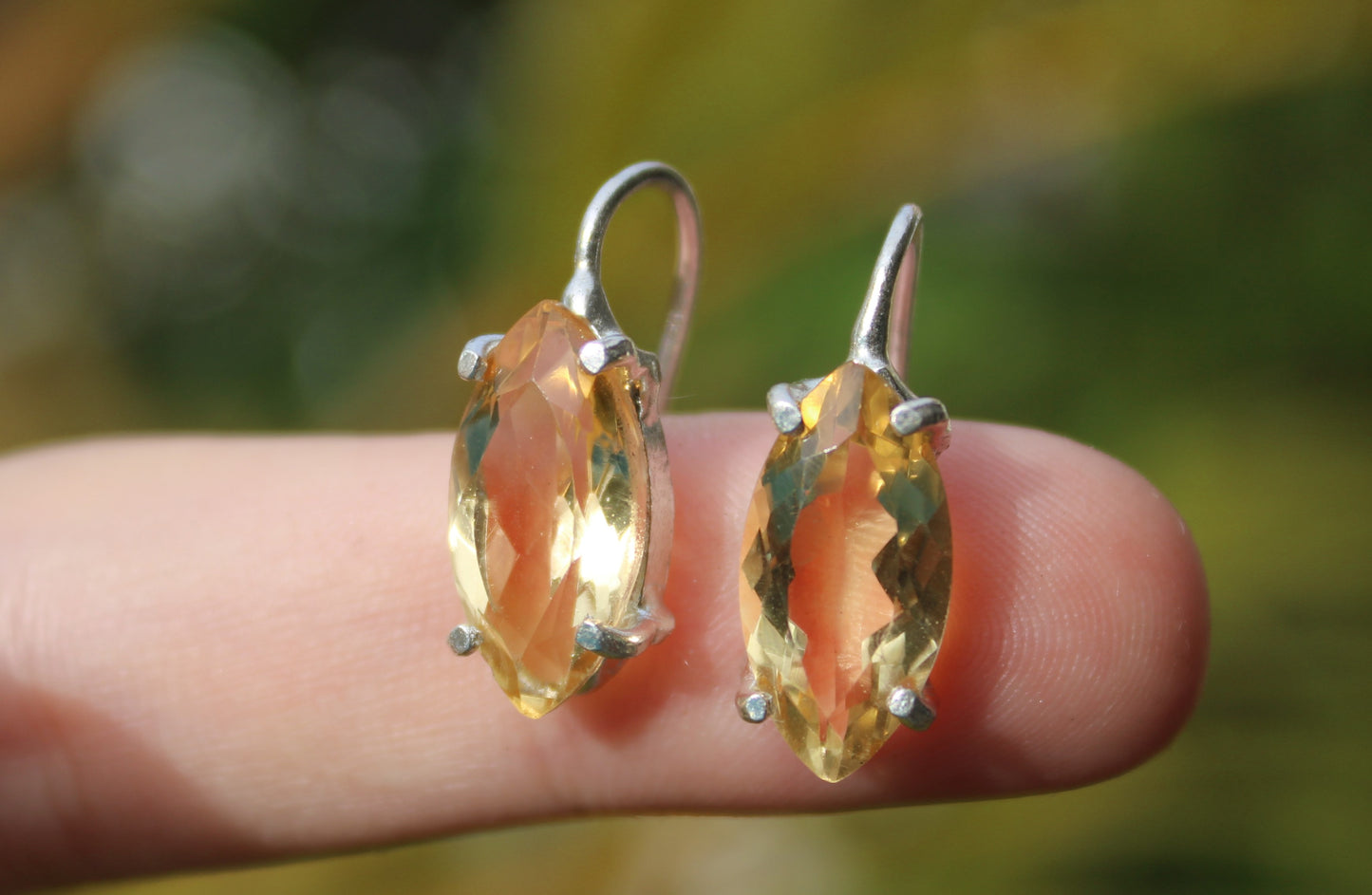 Citrine Marquise Cut hook earring