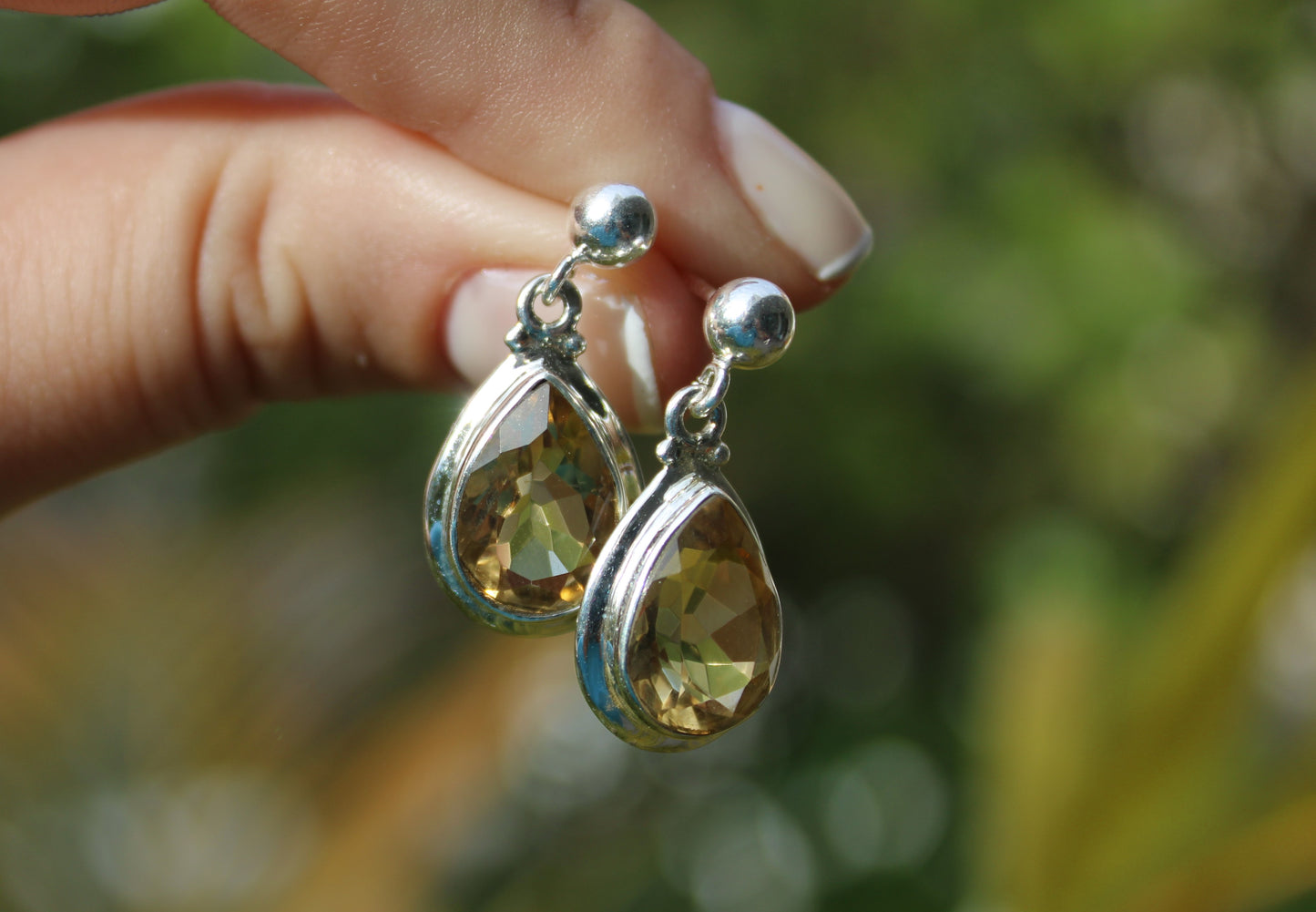 Teardrop Studs Aquamarine, Citrine or Amethyst
