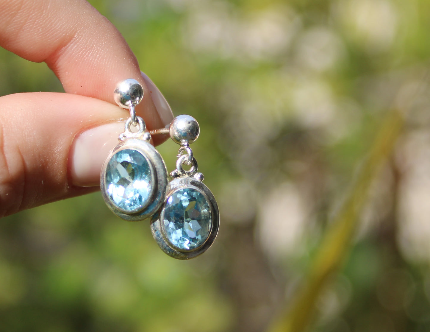 Teardrop Studs Aquamarine, Citrine or Amethyst