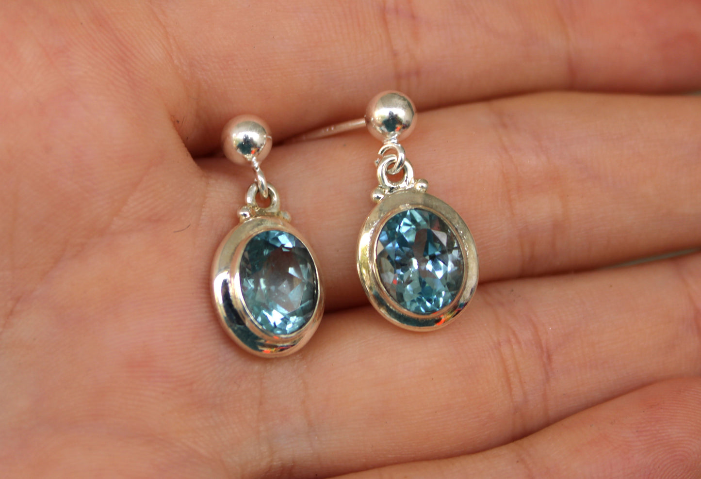 Teardrop Studs Aquamarine, Citrine or Amethyst