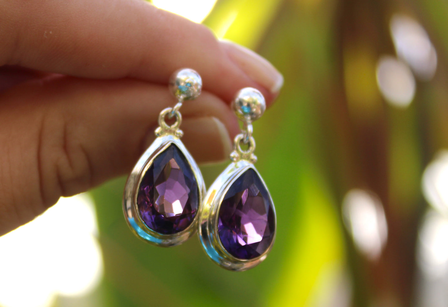 Teardrop Studs Aquamarine, Citrine or Amethyst
