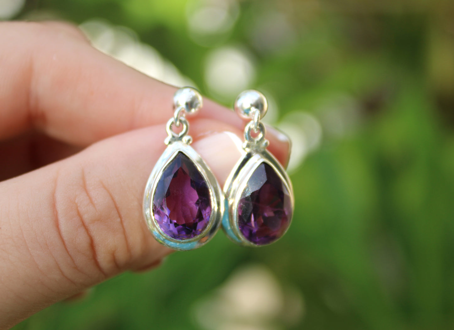 Teardrop Studs Aquamarine, Citrine or Amethyst
