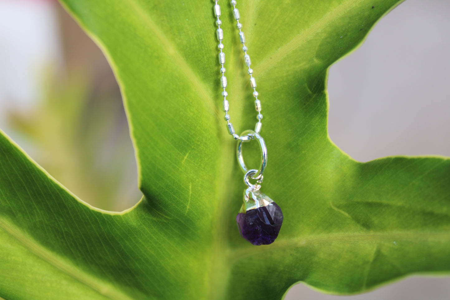 Simple Amethyst pendant + pyrite