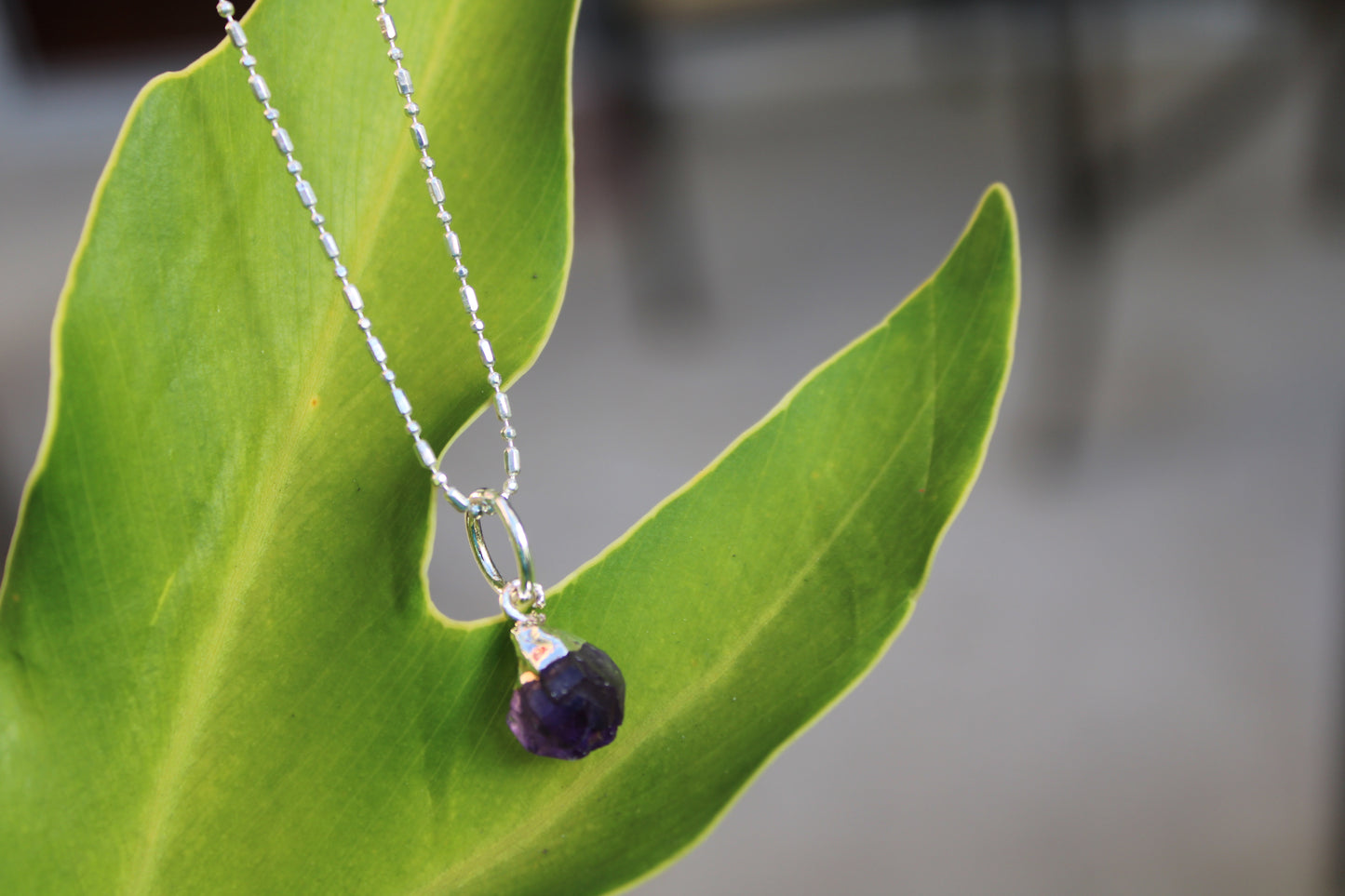 Simple Amethyst pendant + pyrite