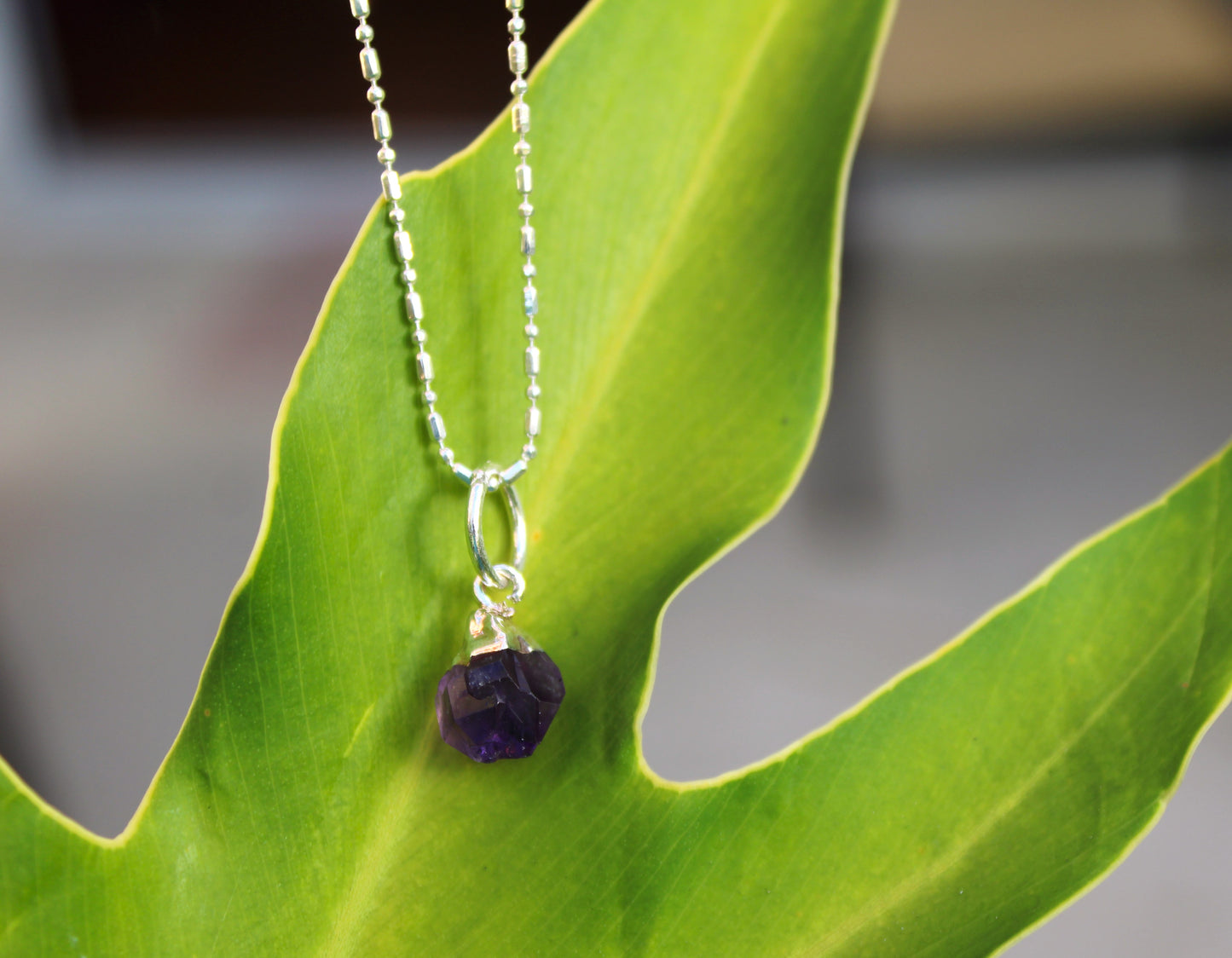 Simple Amethyst pendant + pyrite