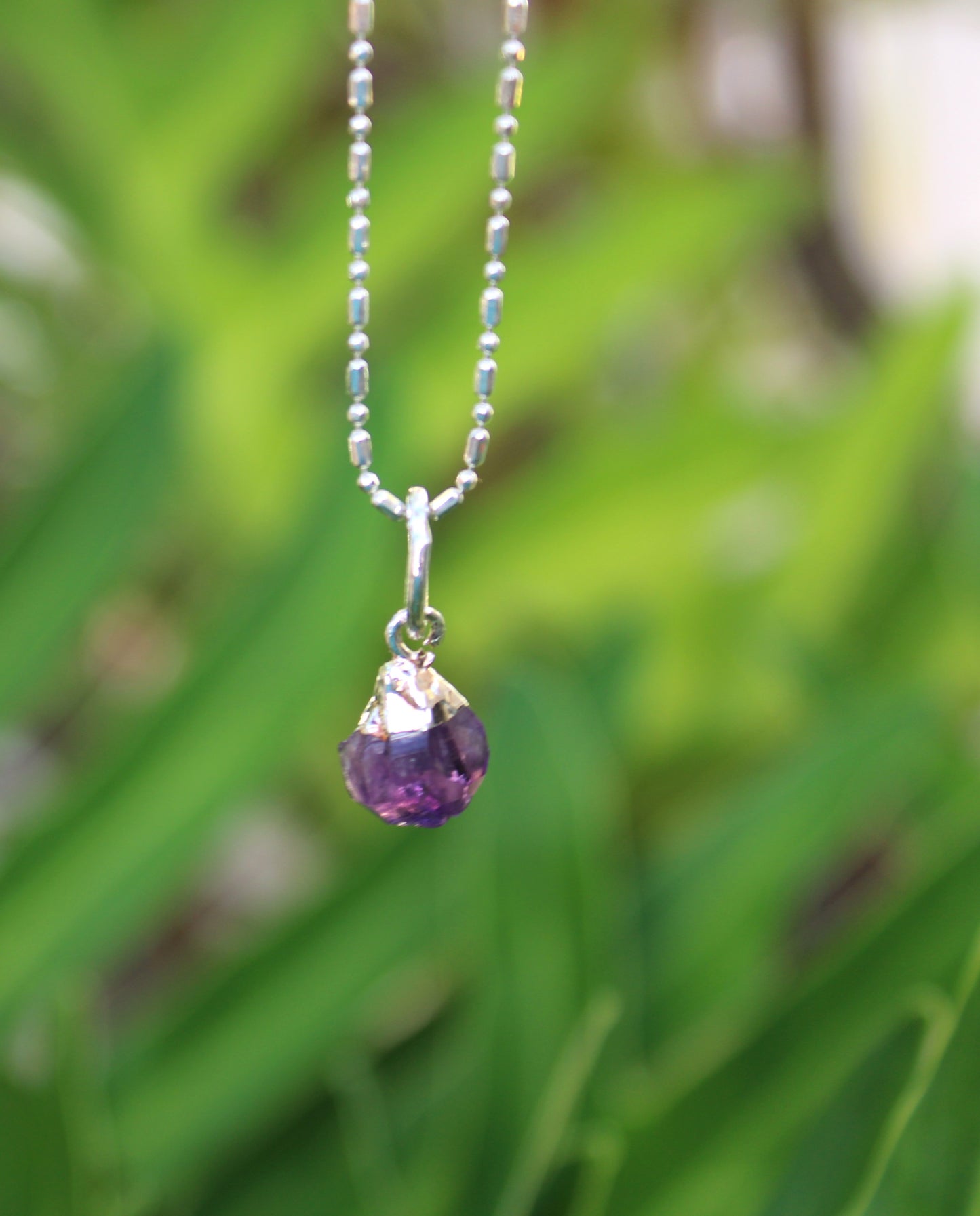 Simple Amethyst pendant + pyrite