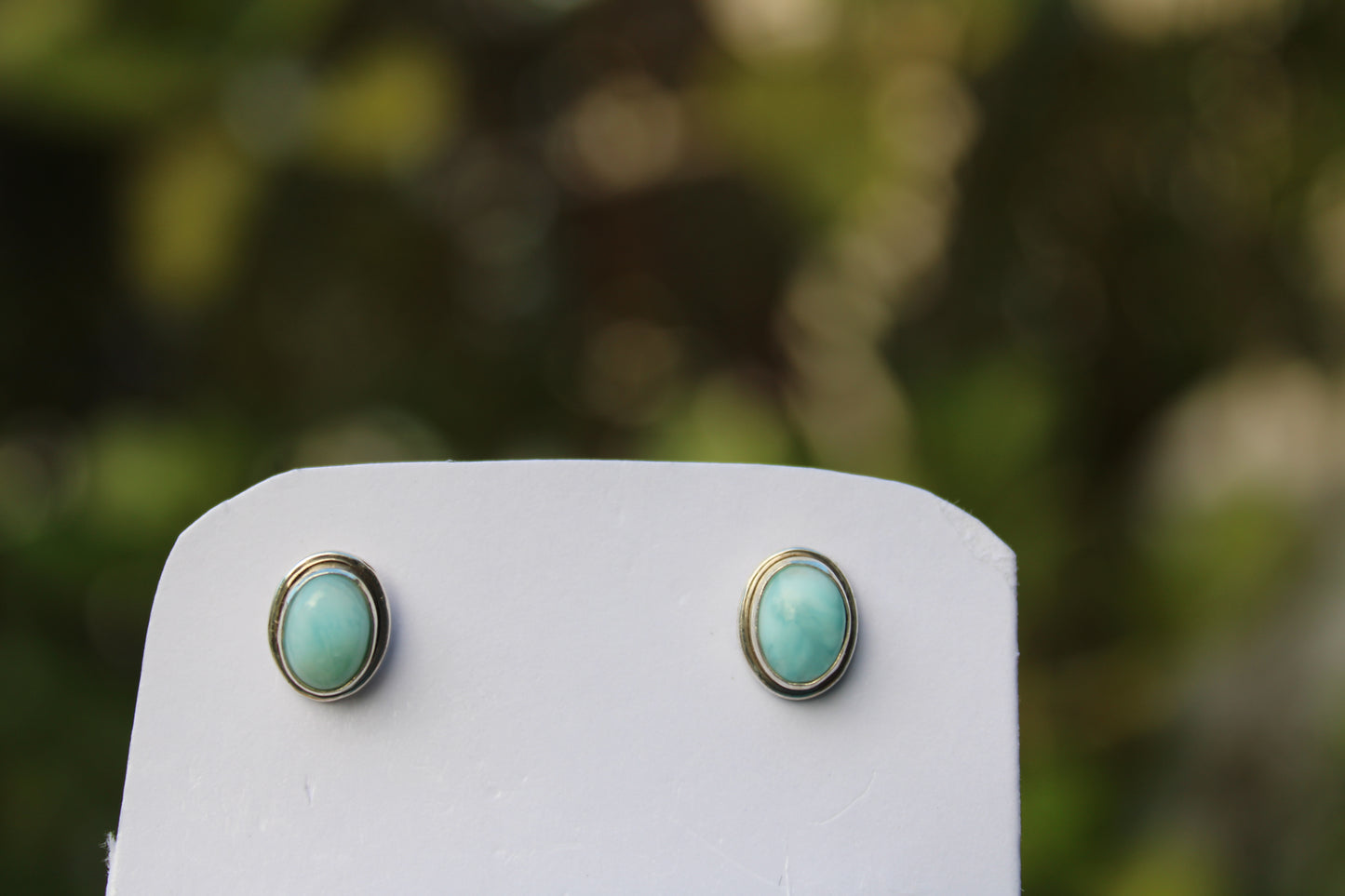 Larimar oval earring