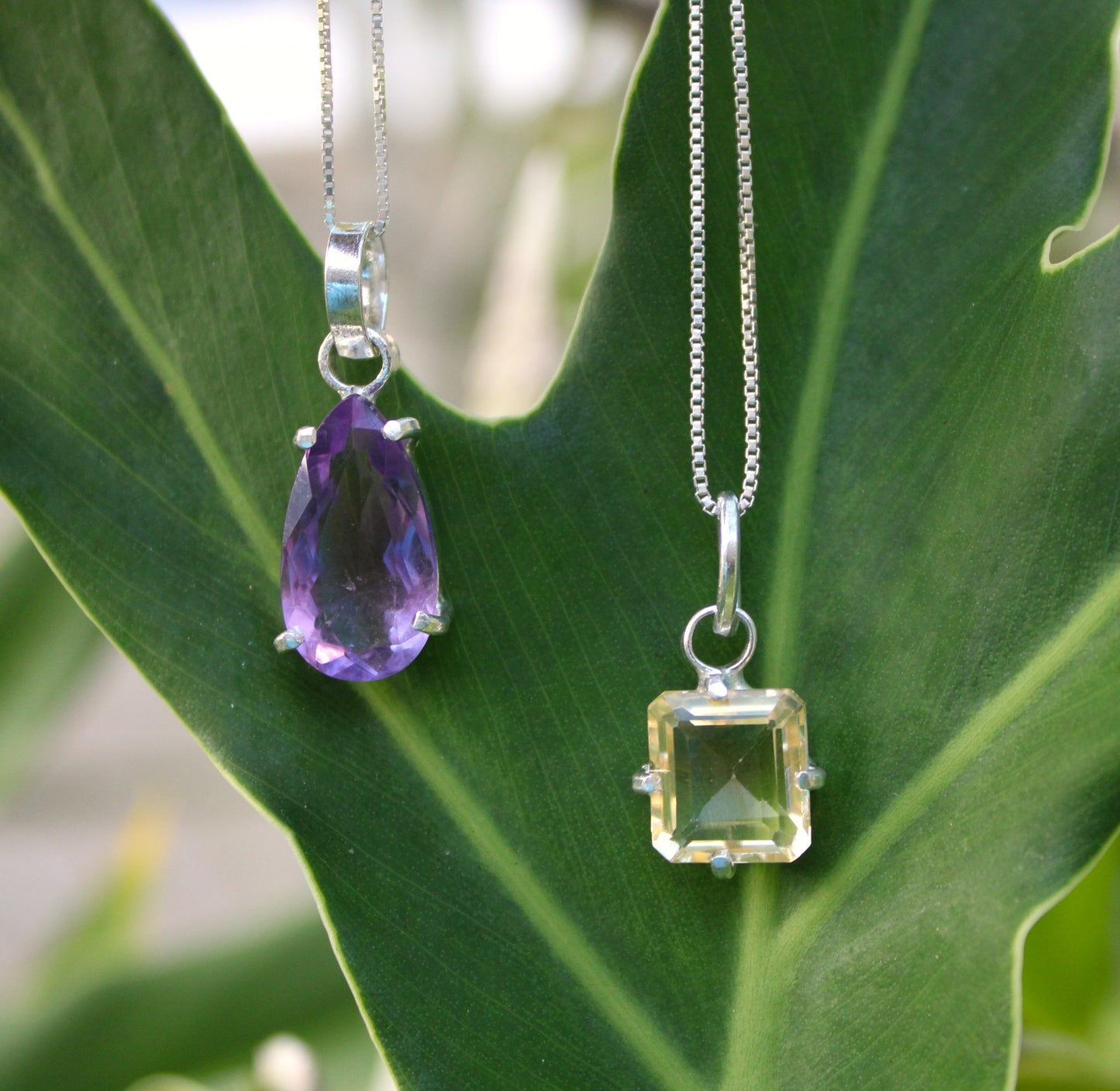 Amethyst pear-cut teardrop pendant