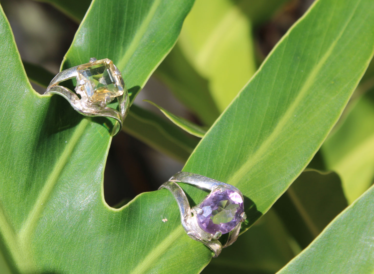 Amethyst Silver Oval or Rectangle ring