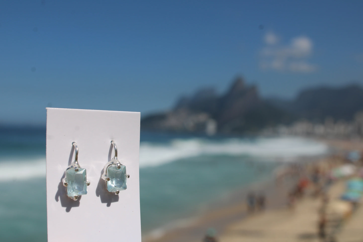 Aquamarine Hook rectangle earrings