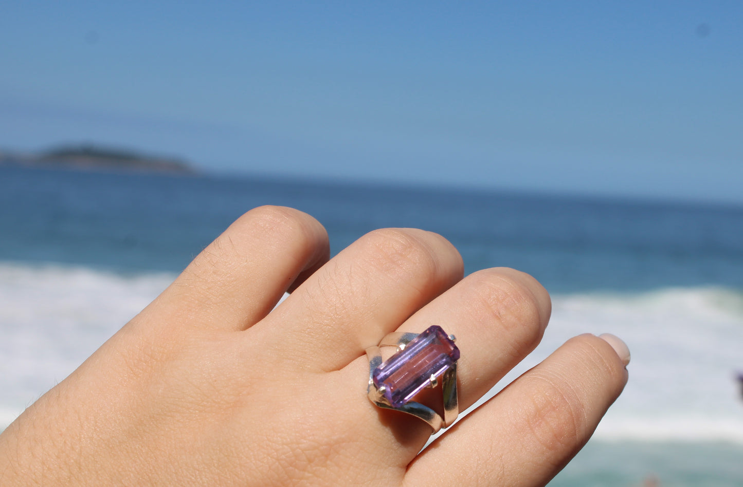 Amethyst Silver Oval or Rectangle ring