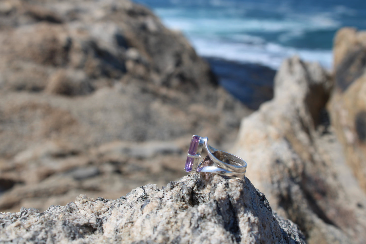 Amethyst Silver Oval or Rectangle ring