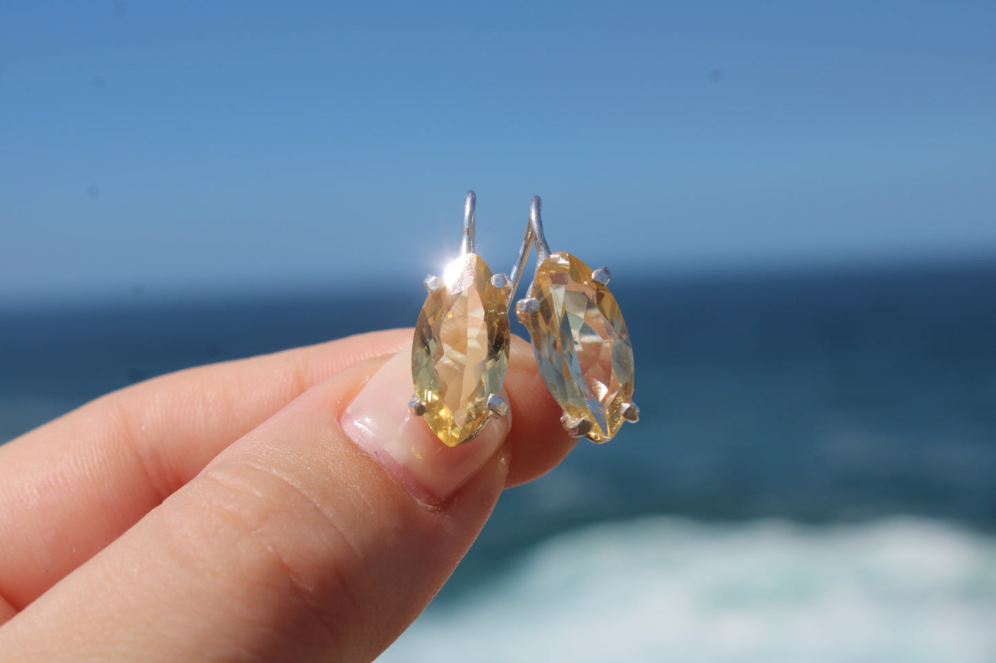 Citrine Marquise Cut hook earring