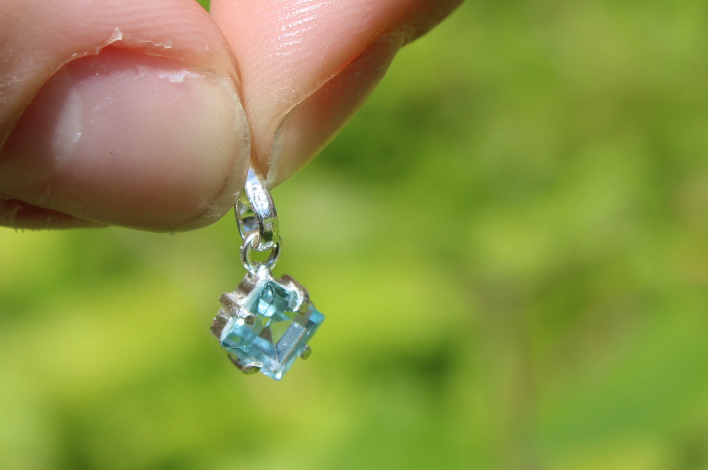 Aquamarine Squared Pendant