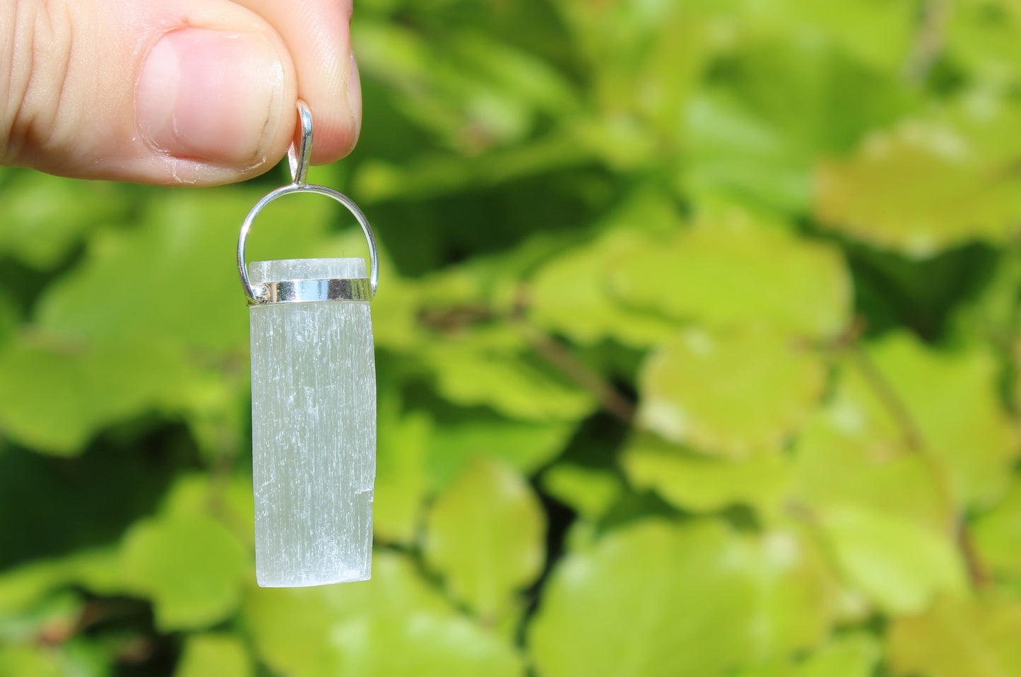 Selenite pendant sterling silver