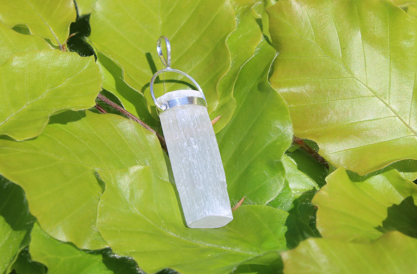 Selenite pendant sterling silver