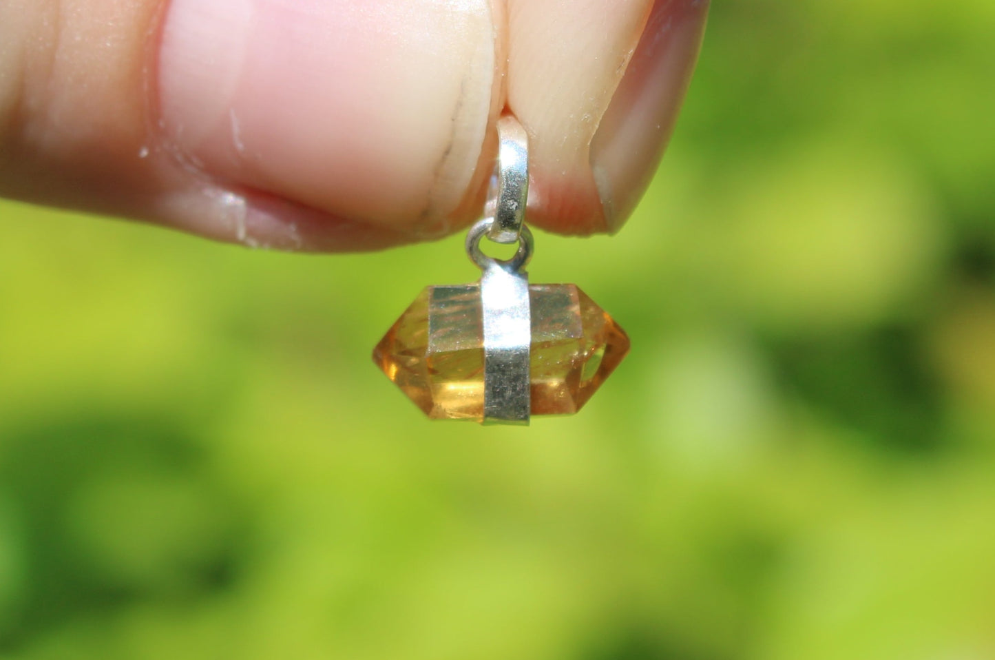 Double point pendant Amethyst + pyrite