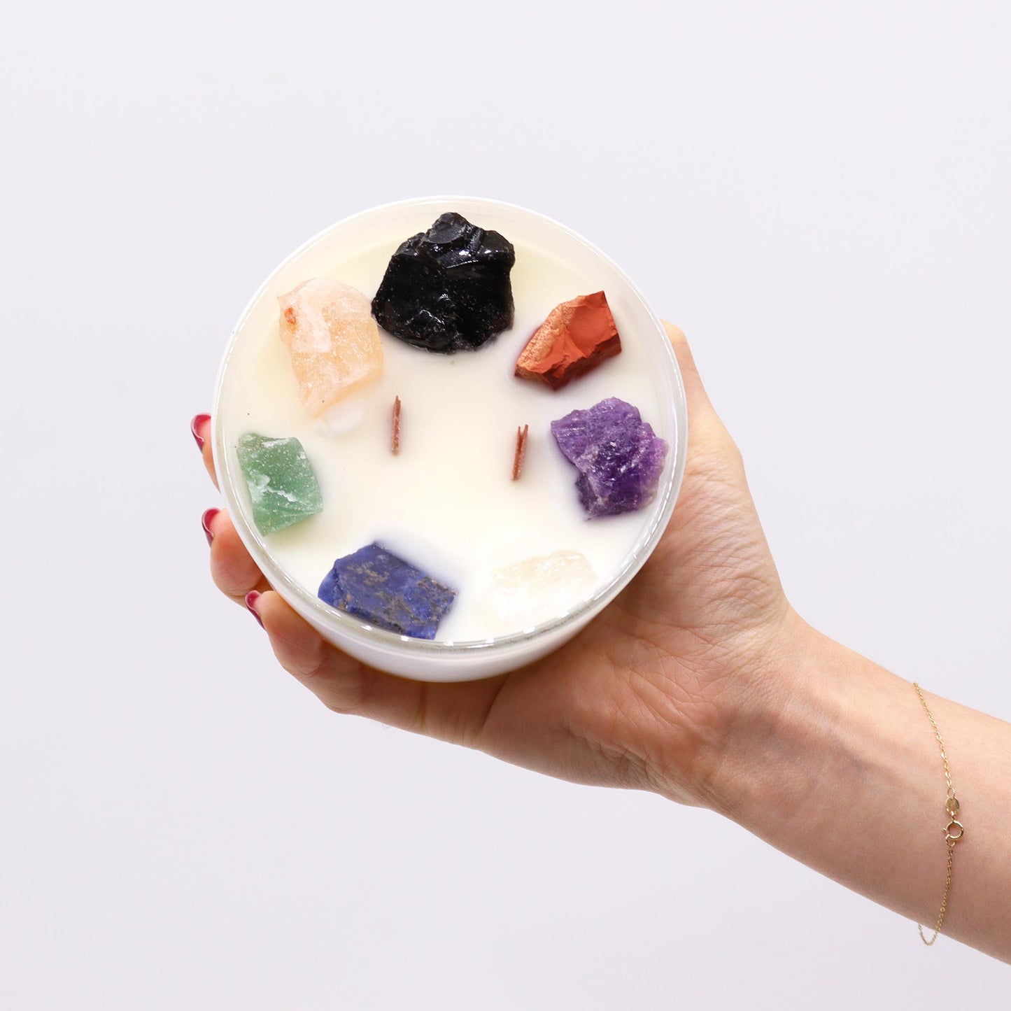 Seven Chakra Crystal Candle