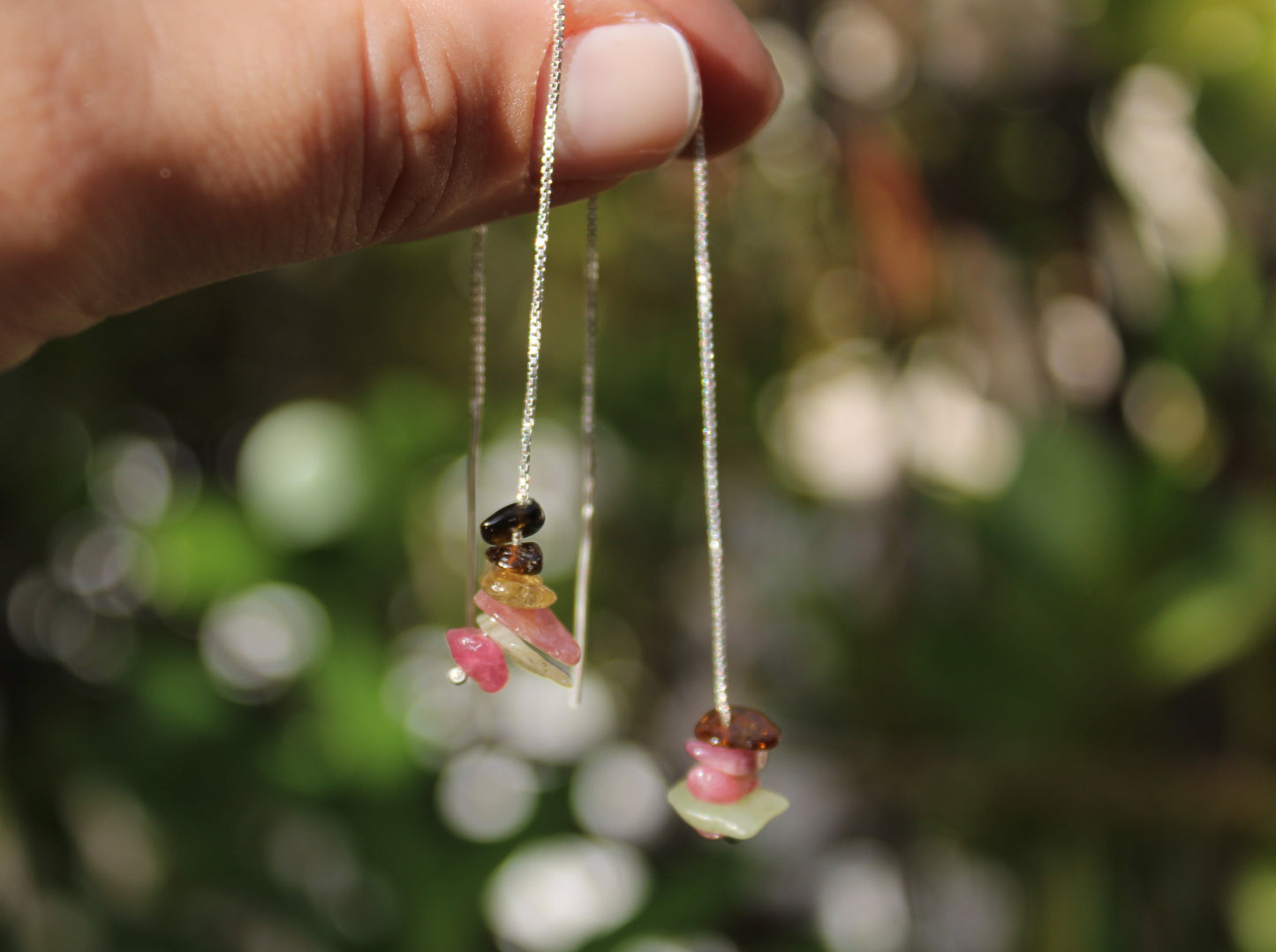 Chakra Threader earring Muiltiple stones