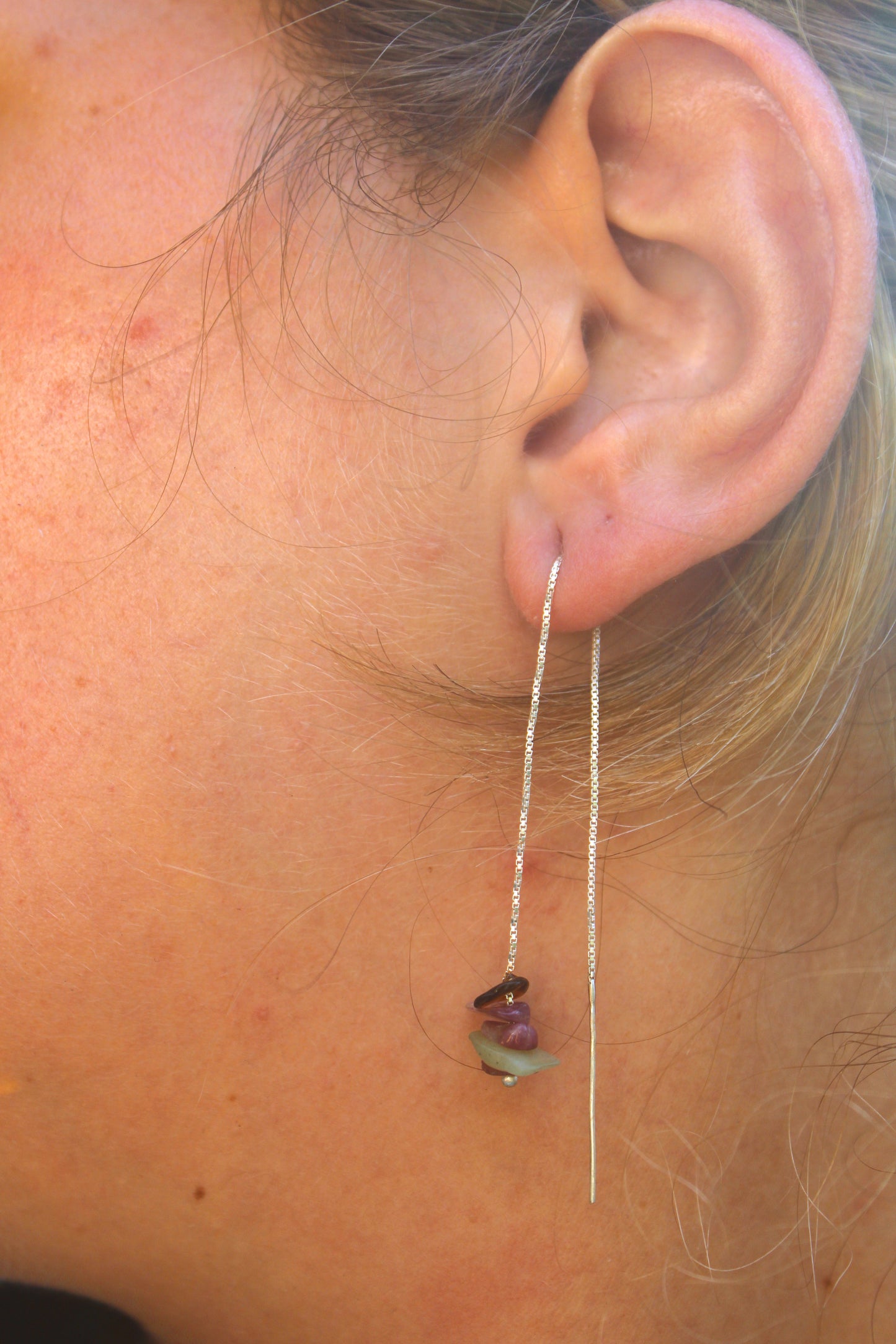 Chakra Threader earring Muiltiple stones