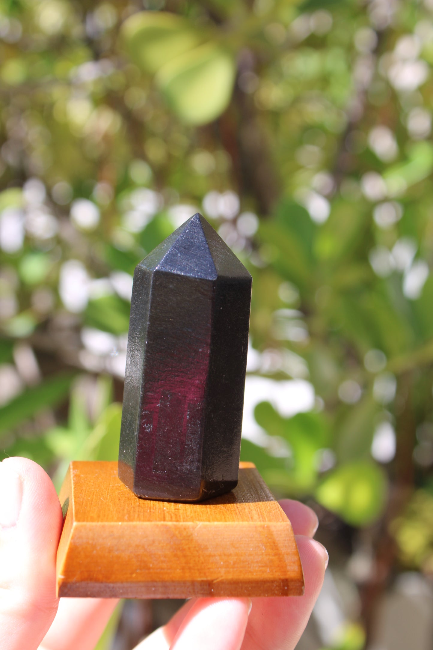 Black obsidian point crystal