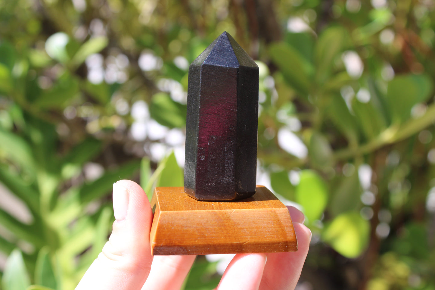 Black obsidian point crystal