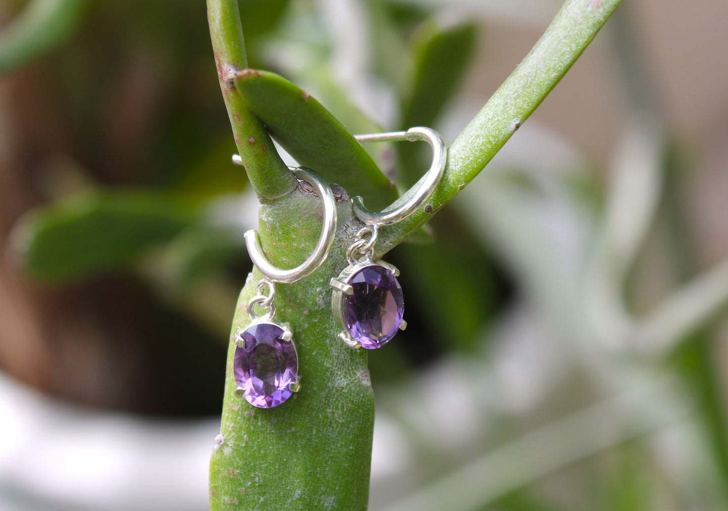 c-hoop amethyst earring
