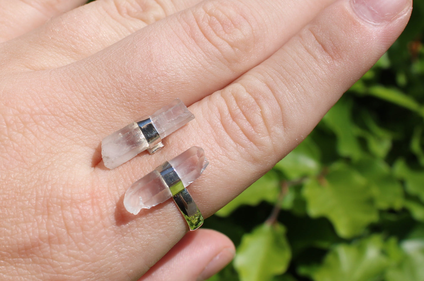 Clear Quartz Double Adjustable Ring